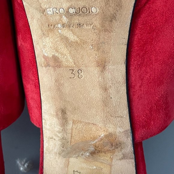 Alberto Zago Milano Red Suede Slide-on Sandals, Size 38 - Picture 10 of 12